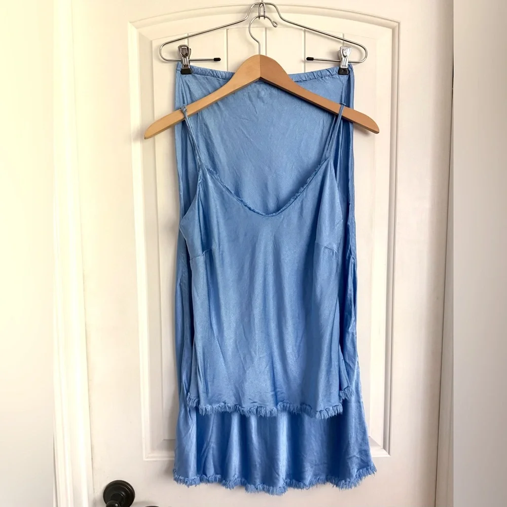 Pharaoh Collection Riley Skirt Vintage Satin Periwinkle Blue Midi Size 1 Small - Picture 8 of 11